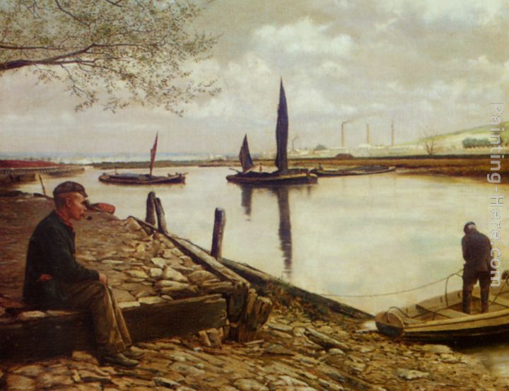 Snodland Ferry Kent painting - Charles Spencelayh Snodland Ferry Kent art painting